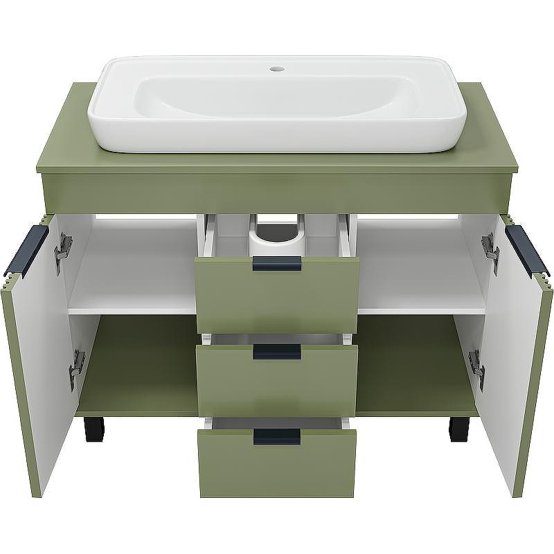 Тумба с раковиной Brevita Enfida 100 УТ000022697 Зеленая матовая, купить, цена, заказать, магазин, доставка, скидка, промокод, купить, цена, заказать, магазин, доставка, скидка, промокод
