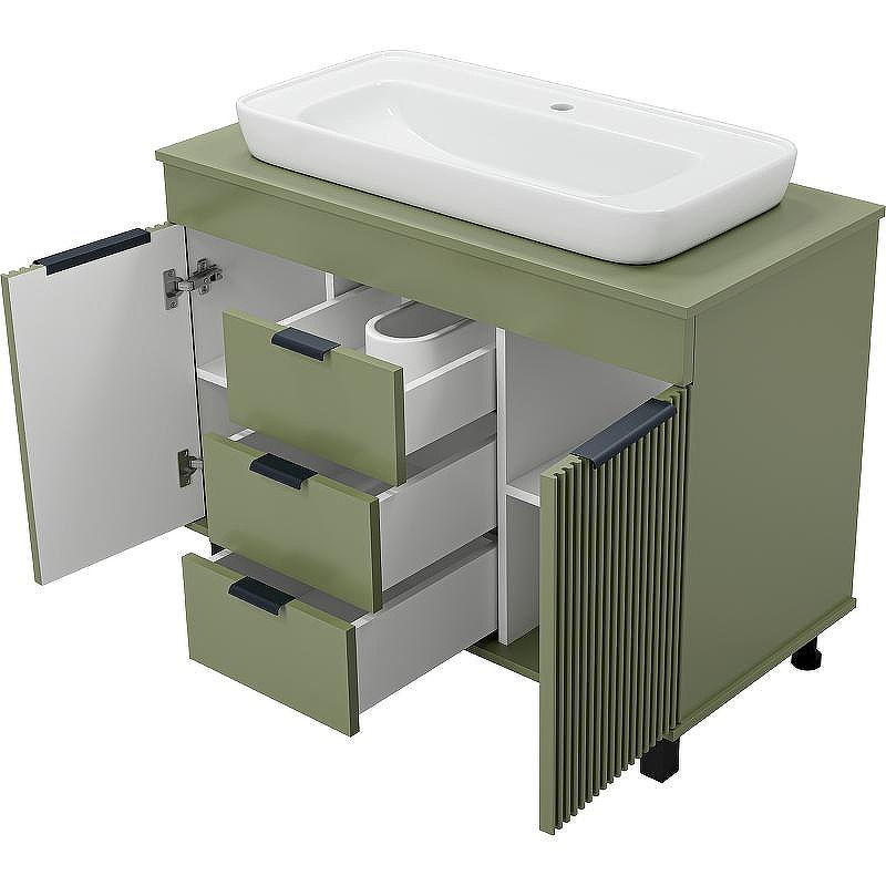 Тумба с раковиной Brevita Enfida 100 УТ000022697 Зеленая матовая, купить, цена, заказать, магазин, доставка, скидка, промокод, купить, цена, заказать, магазин, доставка, скидка, промокод