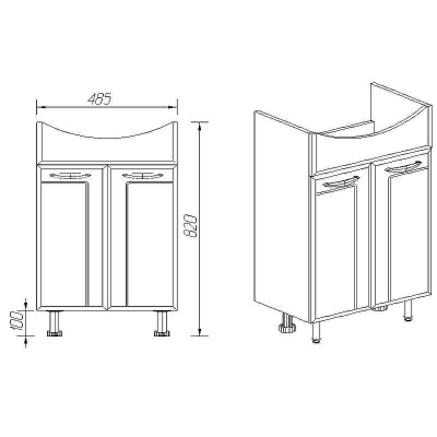 Тумба под раковину VIANT Прага 55 VPRA55ER-T2ST Белая