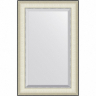 Зеркало Evoform Exclusive 84х54 BY 7450 с фацетом в багетной раме - Белая кожа с хромом 78, купить, цена, заказать, магазин, доставка, скидка, промокод, купить, цена, заказать, магазин, доставка, скидка, промокод