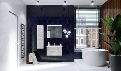 Шкаф пенал Roca Ronda 32 ZRU9303005 L подвесной Бетон Белый матовый