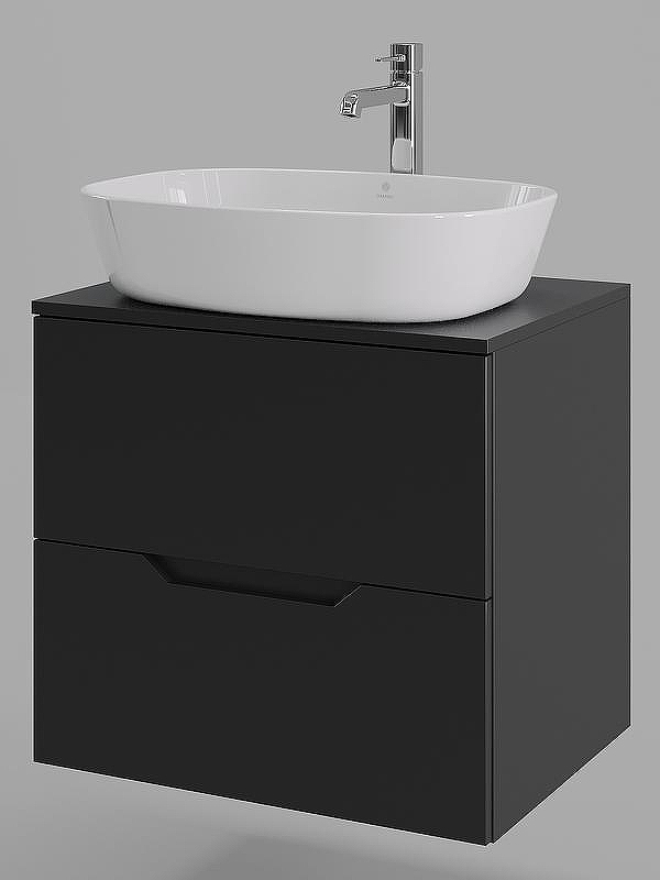 Тумба с раковиной Orange Line 60 Li-60TubMDF+B08-500W подвесная Черная матовая, купить, цена, заказать, магазин, доставка, скидка, промокод, купить, цена, заказать, магазин, доставка, скидка, промокод