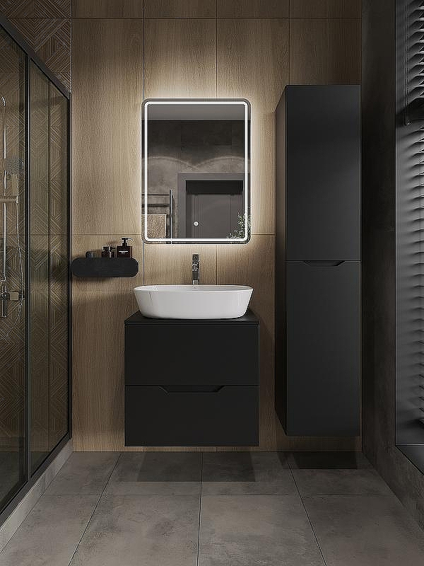 Тумба с раковиной Orange Line 60 Li-60TubMDF+B08-500W подвесная Черная матовая, купить, цена, заказать, магазин, доставка, скидка, промокод, купить, цена, заказать, магазин, доставка, скидка, промокод