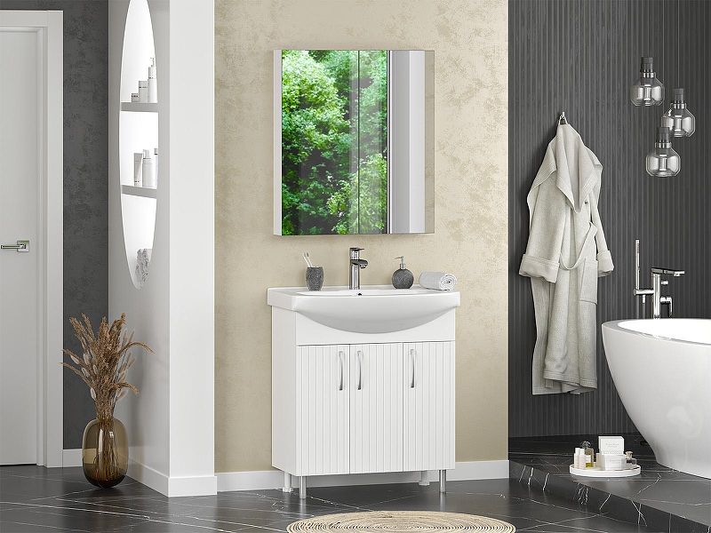 Тумба с раковиной Misty Изео 75 УТ000015763 Белая, купить, цена, заказать, магазин, доставка, скидка, промокод, купить, цена, заказать, магазин, доставка, скидка, промокод