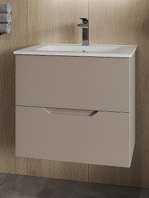 Тумба с раковиной Orange Line 60 Li-60TuL+Ra подвесная Латте матовый