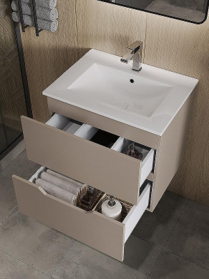 Тумба с раковиной Orange Line 60 Li-60TuL+Ra подвесная Латте матовый