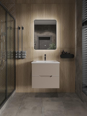 Тумба с раковиной Orange Line 60 Li-60TuL+Ra подвесная Латте матовый