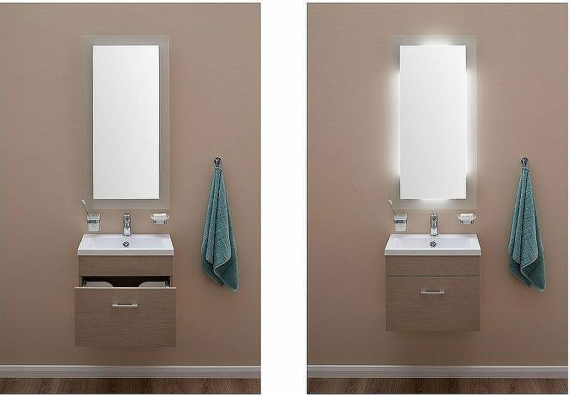 Зеркало Aquanet Нота 50 159095 с подсветкой Белое, купить, цена, заказать, магазин, доставка, скидка, промокод, купить, цена, заказать, магазин, доставка, скидка, промокод