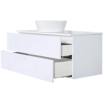 Тумба с раковиной Orange Otto 100 Ot-100TuMDF+B08-360W подвесная Белый глянец