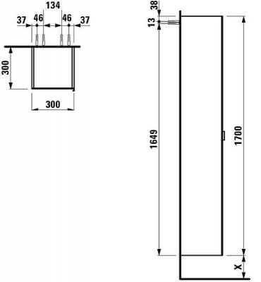 Шкаф пенал Laufen Val 30 4.1090.1.160.103.1 подвесной Темный вяз