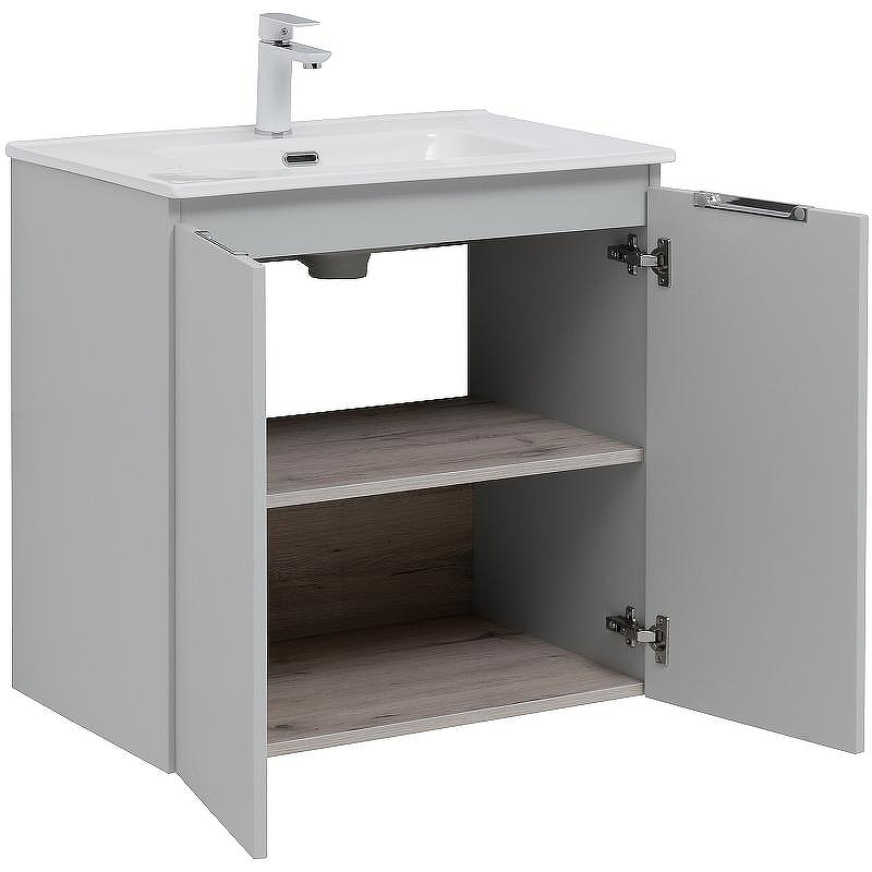 Тумба под раковину Aquanet Алвита New 70 303903 подвесная Серая матовая, купить, цена, заказать, магазин, доставка, скидка, промокод, купить, цена, заказать, магазин, доставка, скидка, промокод