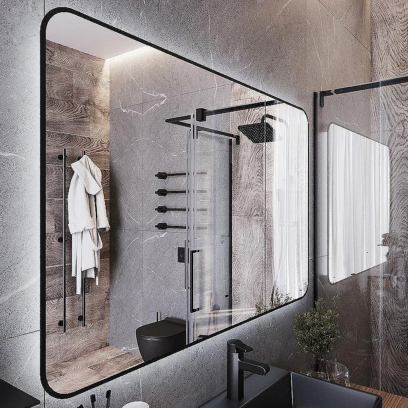 Зеркало Bond Loft 120x80 M35ZE-12080 с подсветкой Черное глянцевое с бесконтактным выключателем, купить, цена, заказать, магазин, доставка, скидка, промокод, купить, цена, заказать, магазин, доставка, скидка, промокод