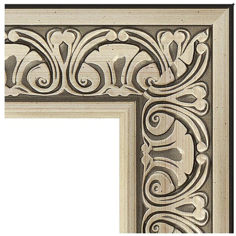 Зеркало Evoform Exclusive 90х60 BY 3424 с фацетом в багетной раме - Барокко серебро 106, купить, цена, заказать, магазин, доставка, скидка, промокод, купить, цена, заказать, магазин, доставка, скидка, промокод