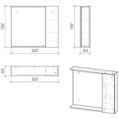 Зеркало со шкафом Grossman Юнит 80 208011 Кадена вуд