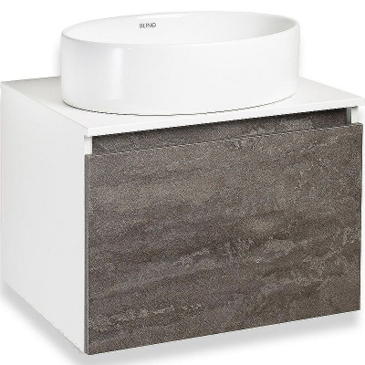 Тумба под раковину Runo Бари 60 00-00001378 подвесная Железный камень Белая