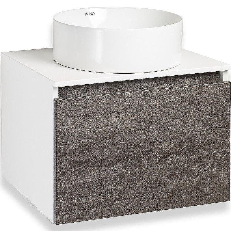 Тумба под раковину Runo Бари 60 00-00001378 подвесная Железный камень Белая, купить, цена, заказать, магазин, доставка, скидка, промокод, купить, цена, заказать, магазин, доставка, скидка, промокод
