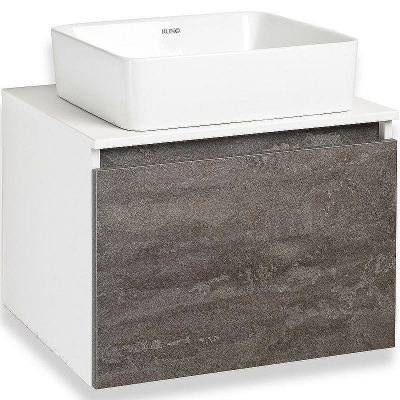 Тумба под раковину Runo Бари 60 00-00001378 подвесная Железный камень Белая