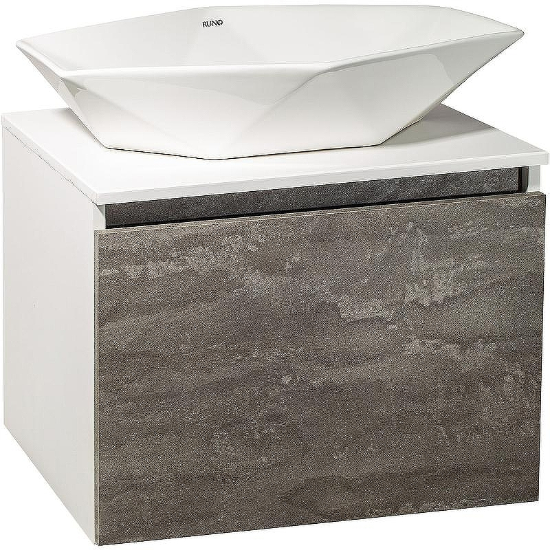 Тумба под раковину Runo Бари 60 00-00001378 подвесная Железный камень Белая, купить, цена, заказать, магазин, доставка, скидка, промокод, купить, цена, заказать, магазин, доставка, скидка, промокод