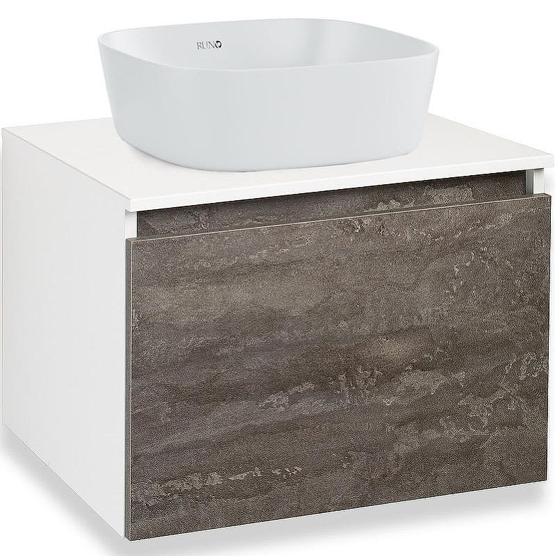 Тумба под раковину Runo Бари 60 00-00001378 подвесная Железный камень Белая, купить, цена, заказать, магазин, доставка, скидка, промокод, купить, цена, заказать, магазин, доставка, скидка, промокод