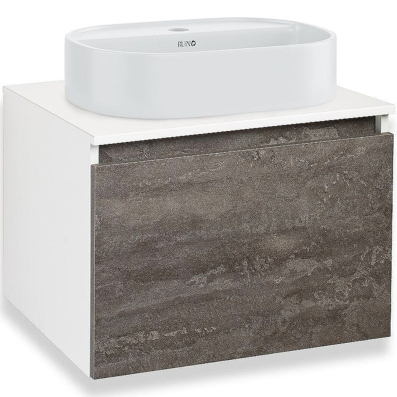 Тумба под раковину Runo Бари 60 00-00001378 подвесная Железный камень Белая, купить, цена, заказать, магазин, доставка, скидка, промокод, купить, цена, заказать, магазин, доставка, скидка, промокод