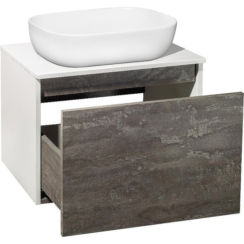 Тумба под раковину Runo Бари 60 00-00001378 подвесная Железный камень Белая, купить, цена, заказать, магазин, доставка, скидка, промокод, купить, цена, заказать, магазин, доставка, скидка, промокод