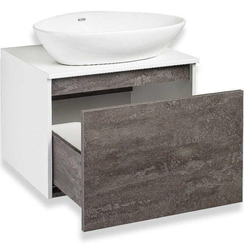 Тумба под раковину Runo Бари 60 00-00001378 подвесная Железный камень Белая, купить, цена, заказать, магазин, доставка, скидка, промокод, купить, цена, заказать, магазин, доставка, скидка, промокод