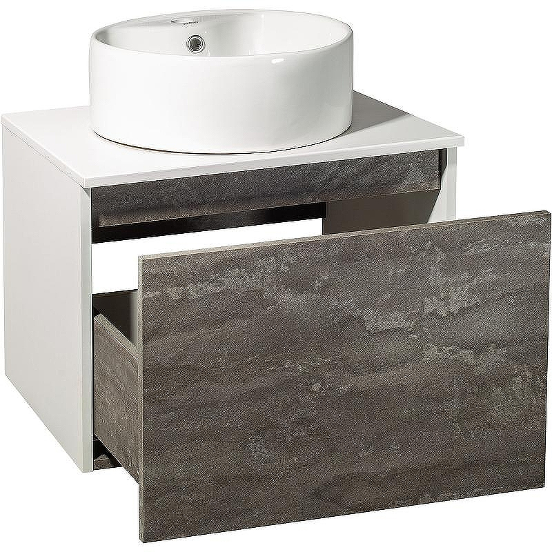 Тумба под раковину Runo Бари 60 00-00001378 подвесная Железный камень Белая, купить, цена, заказать, магазин, доставка, скидка, промокод, купить, цена, заказать, магазин, доставка, скидка, промокод