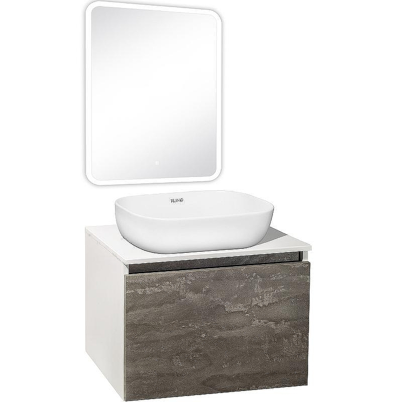 Тумба под раковину Runo Бари 60 00-00001378 подвесная Железный камень Белая, купить, цена, заказать, магазин, доставка, скидка, промокод, купить, цена, заказать, магазин, доставка, скидка, промокод