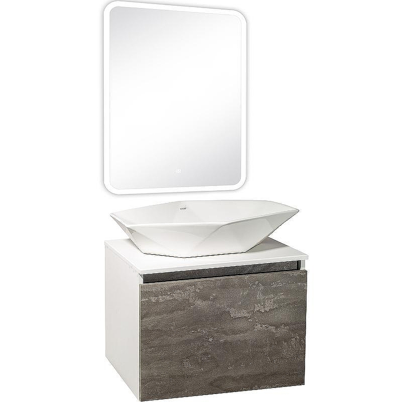 Тумба под раковину Runo Бари 60 00-00001378 подвесная Железный камень Белая, купить, цена, заказать, магазин, доставка, скидка, промокод, купить, цена, заказать, магазин, доставка, скидка, промокод