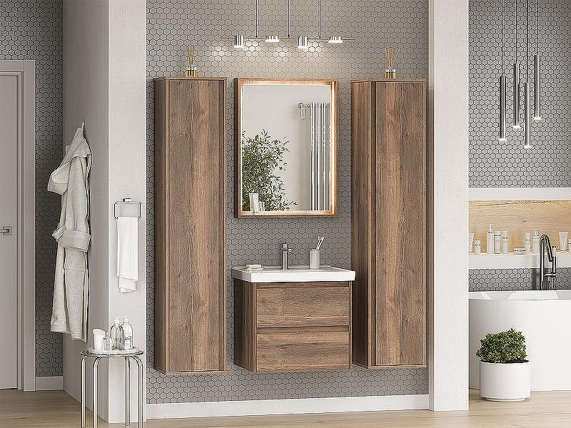 Зеркало Brevita Dallas 60 DAL-02060-074 с подсветкой Дуб Галифакс олово с сенсорным выключателем, купить, цена, заказать, магазин, доставка, скидка, промокод, купить, цена, заказать, магазин, доставка, скидка, промокод