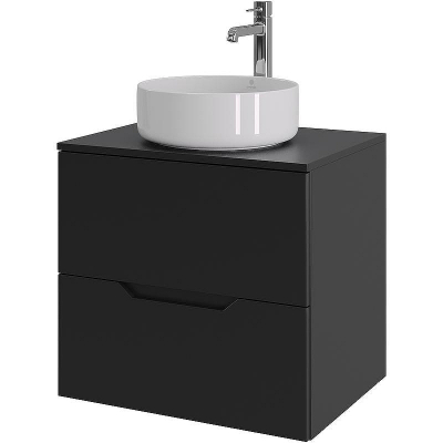 Тумба с раковиной Orange Line 60 Li-60TubMDF+B09-360W подвесная Черная матовая