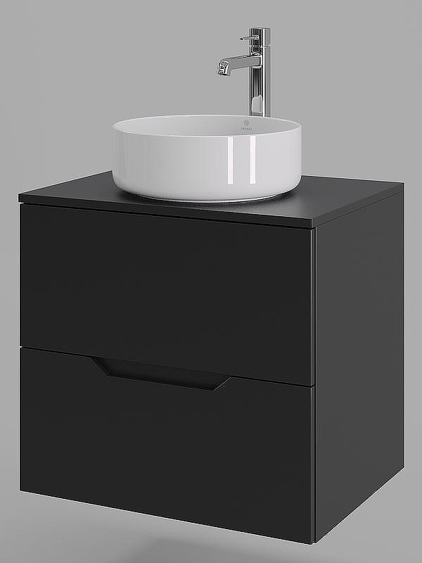 Тумба с раковиной Orange Line 60 Li-60TubMDF+B09-360W подвесная Черная матовая, купить, цена, заказать, магазин, доставка, скидка, промокод, купить, цена, заказать, магазин, доставка, скидка, промокод