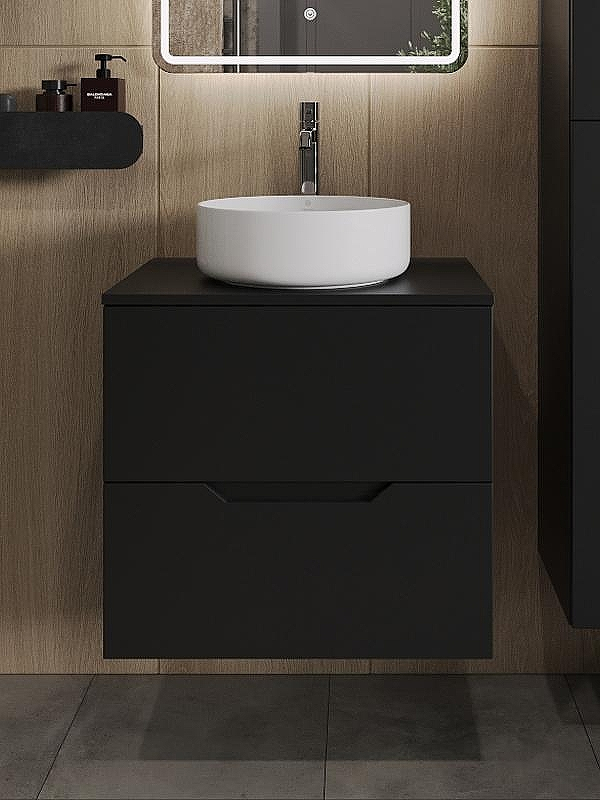 Тумба с раковиной Orange Line 60 Li-60TubMDF+B09-360W подвесная Черная матовая, купить, цена, заказать, магазин, доставка, скидка, промокод, купить, цена, заказать, магазин, доставка, скидка, промокод