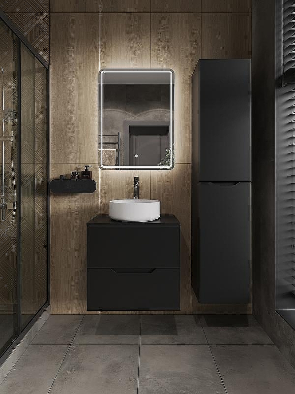 Тумба с раковиной Orange Line 60 Li-60TubMDF+B09-360W подвесная Черная матовая, купить, цена, заказать, магазин, доставка, скидка, промокод, купить, цена, заказать, магазин, доставка, скидка, промокод