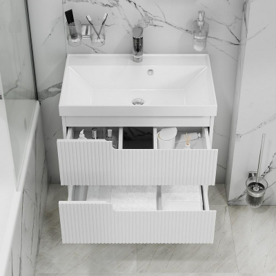 Тумба под раковину СанТа Альтаир 70 700499 подвесная Белый глянец