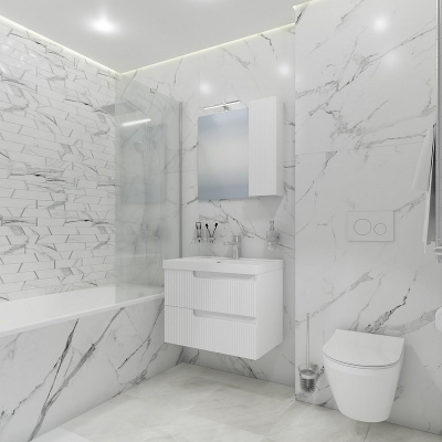 Тумба под раковину СанТа Альтаир 70 700499 подвесная Белый глянец