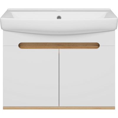 Тумба с раковиной Misty Сканди 70 УТ000023183 подвесная Белая Дуб крафт золотой Антрацит