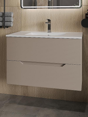 Тумба с раковиной Orange Line 80 Li-80TuL+Ra подвесная Латте матовый