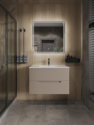 Тумба с раковиной Orange Line 80 Li-80TuL+Ra подвесная Латте матовый