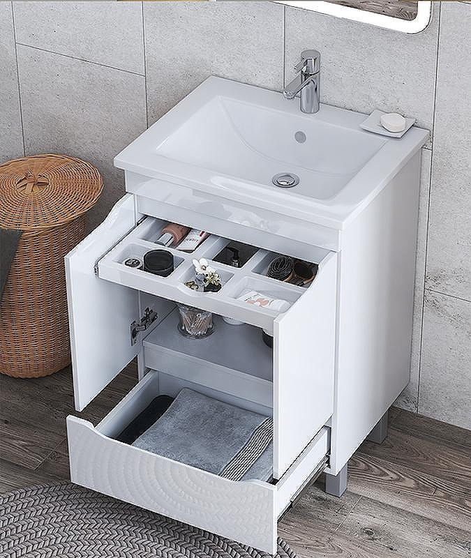 Тумба под раковину Vigo Grani 60 tn.tn.GRI.ELI.60.2D.1Y Белая, купить, цена, заказать, магазин, доставка, скидка, промокод, купить, цена, заказать, магазин, доставка, скидка, промокод