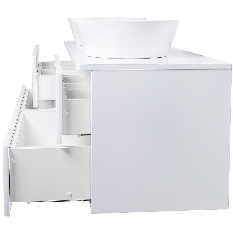 Тумба с раковиной Orange Otto 130 Ot-130TuMDF+B08-360W подвесная Белый глянец, купить, цена, заказать, магазин, доставка, скидка, промокод, купить, цена, заказать, магазин, доставка, скидка, промокод