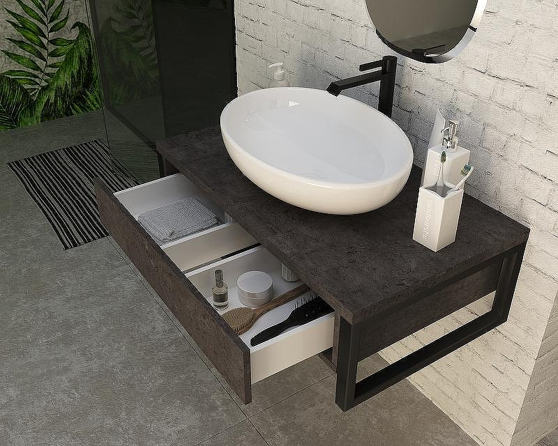 Тумба под раковину 1MarKa Grunge Loft 70П Ц0000015939 подвесная Бетон темно-серый, купить, цена, заказать, магазин, доставка, скидка, промокод, купить, цена, заказать, магазин, доставка, скидка, промокод