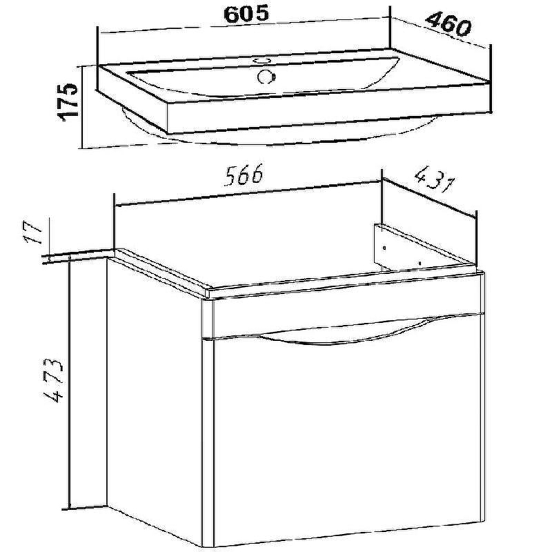 Тумба под раковину Runo Афина 60 00-00001205 подвесная Цемент, купить, цена, заказать, магазин, доставка, скидка, промокод, купить, цена, заказать, магазин, доставка, скидка, промокод