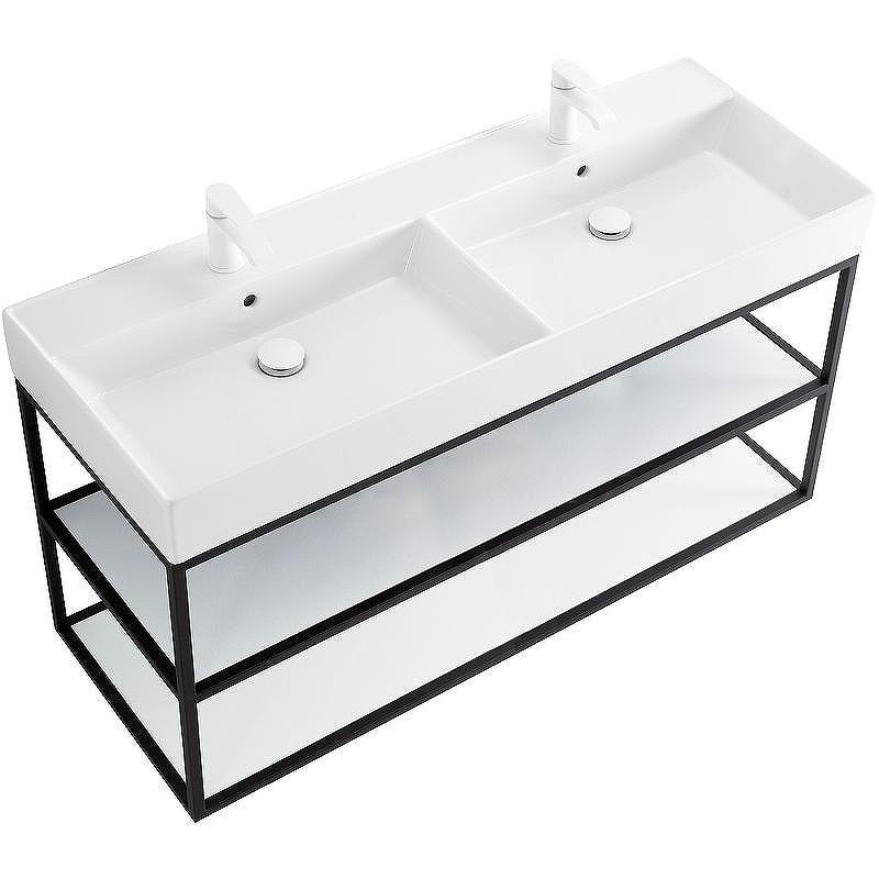 Консоль под раковину Cezares Cadro 120 CADRO-120/46/58-2C-SO-MET-ST Черная матовая, купить, цена, заказать, магазин, доставка, скидка, промокод, купить, цена, заказать, магазин, доставка, скидка, промокод