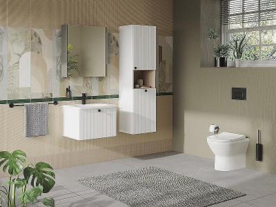 Шкаф пенал Vitra Root Groove 40 R 69100 подвесной с бельевое корзиной Белый матовый