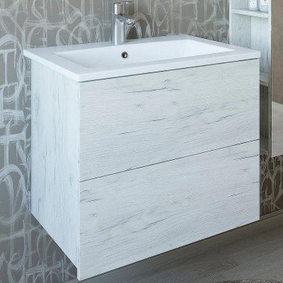 Тумба с раковиной Sanflor Чикаго 65 С16780 подвесная Дуб крафт белый