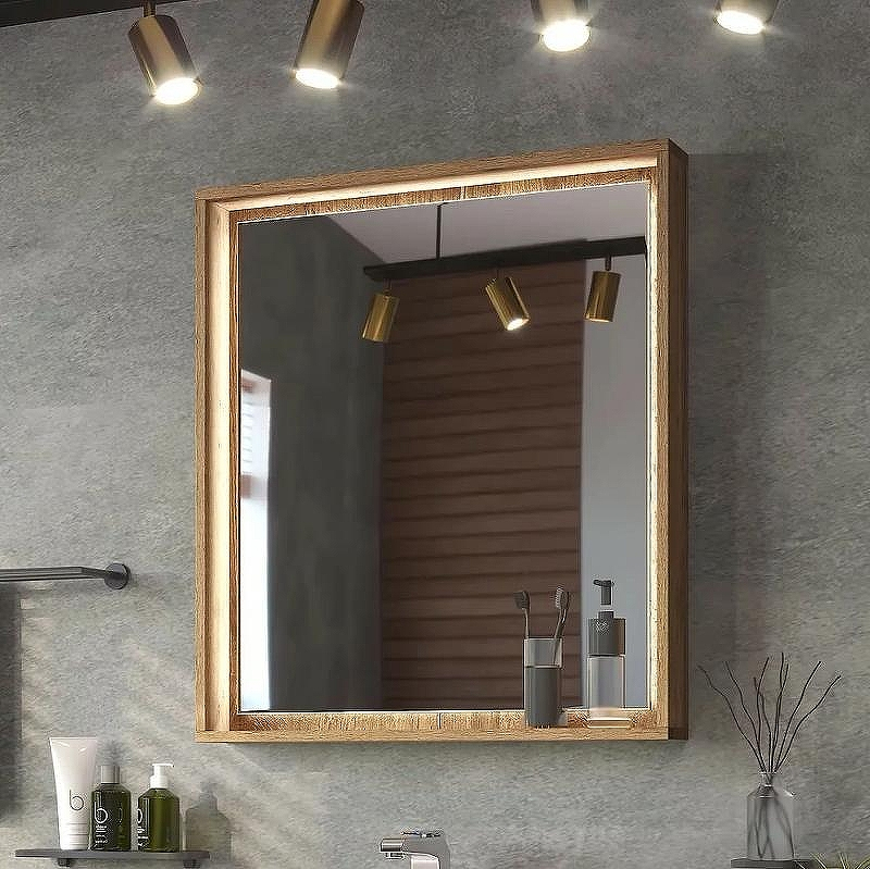 Зеркало Brevita Dallas 70 DAL-02070-074 с подсветкой Дуб Галифакс олово с сенсорным выключателем, купить, цена, заказать, магазин, доставка, скидка, промокод, купить, цена, заказать, магазин, доставка, скидка, промокод