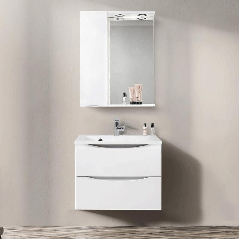 Зеркало со шкафом BelBagno MARINO-SPC-800/750-1A-BL-P-L 80 с подсветкой Bianco Lucido, купить, цена, заказать, магазин, доставка, скидка, промокод, купить, цена, заказать, магазин, доставка, скидка, промокод