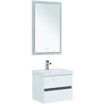 Комплект мебели для ванной Aquanet Беркли 50 258776 подвесной Белый глянец Дуб рошелье