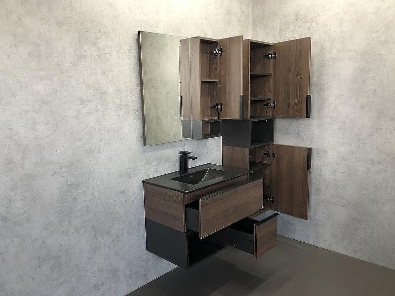 Тумба с раковиной Comforty Франкфурт 75 00-00000889 подвесная Дуб шоколадно-коричневый Черная матовая, купить, цена, заказать, магазин, доставка, скидка, промокод, купить, цена, заказать, магазин, доставка, скидка, промокод